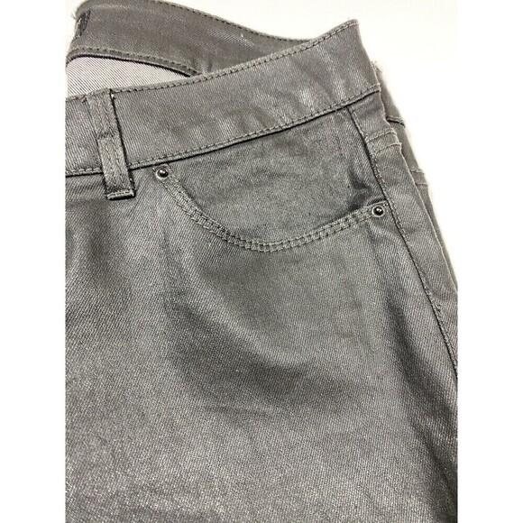 Zara Basic Coated Jeans Black Size 6 Skinny Leg Mid Rise Ankle Zippers Jeggings - Picture 5 of 16